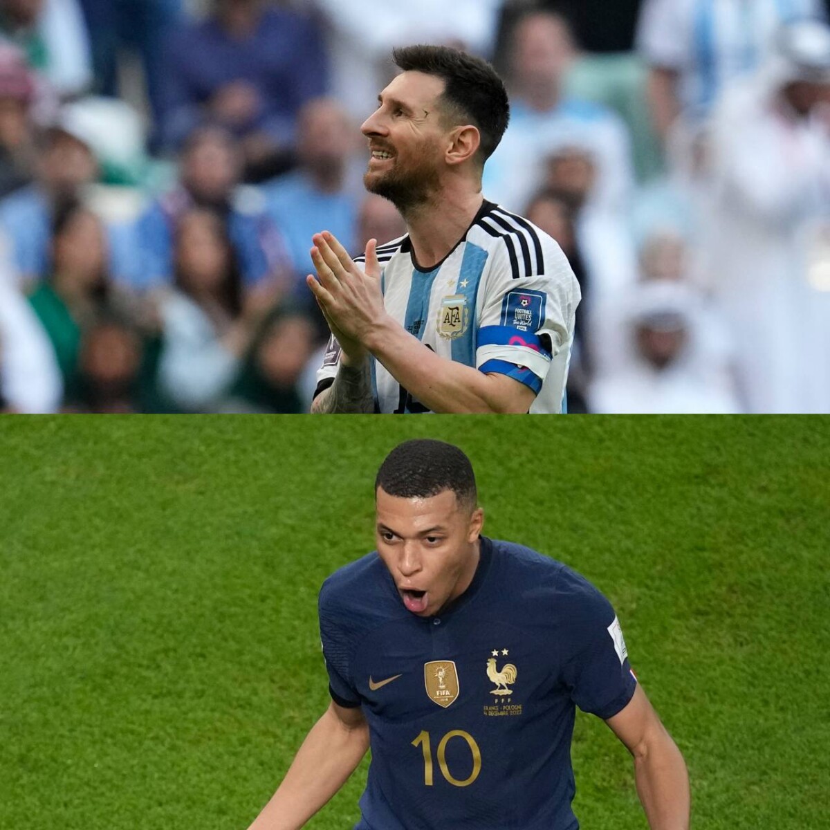 アルゼンチンのメッシとフランスのエムバペは共に5ゴールで得点王争いをしている（写真・AP/アフロ）