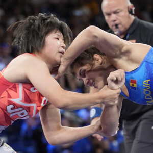 女子57キロ決勝で櫻井つぐみは圧勝で金メダルを獲得した（写真・AP/アフロ）