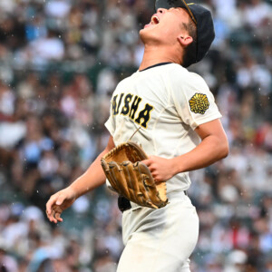 4試合で492球を投げた大社のエース馬庭は神村戦でついに力尽きた（写真・東京スポーツ/アフロ）