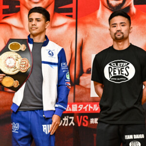 ＷＢＡ王者バルガスと挑戦者の比嘉大吾（写真・山口裕朗）