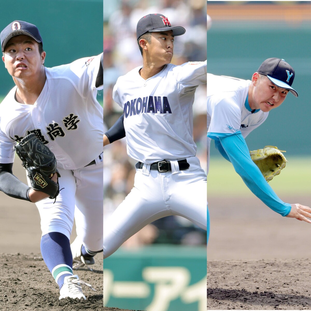 甲子園2年生BIG3…左から沖縄尚学の末吉、横浜の織田、山梨学院の菰田（写真・スポーツ報知/アフロ