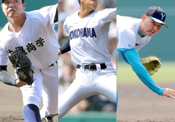 甲子園2年生BIG3…左から沖縄尚学の末吉、横浜の織田、山梨学院の菰田（写真・スポーツ報知/アフロ