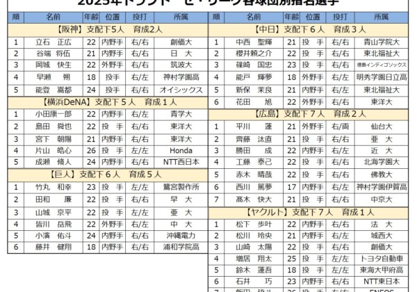 2025年ドラフトセ・リーグ
