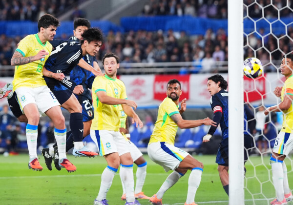 日本がブラジルに逆転勝利。後半26分にFW上田綺世が勝ち越しゴールを決める（写真・アフロスポーツ）