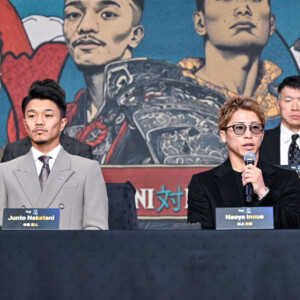 井上尚弥と中谷潤人は目を合わせなかった（写真・山口裕朗）