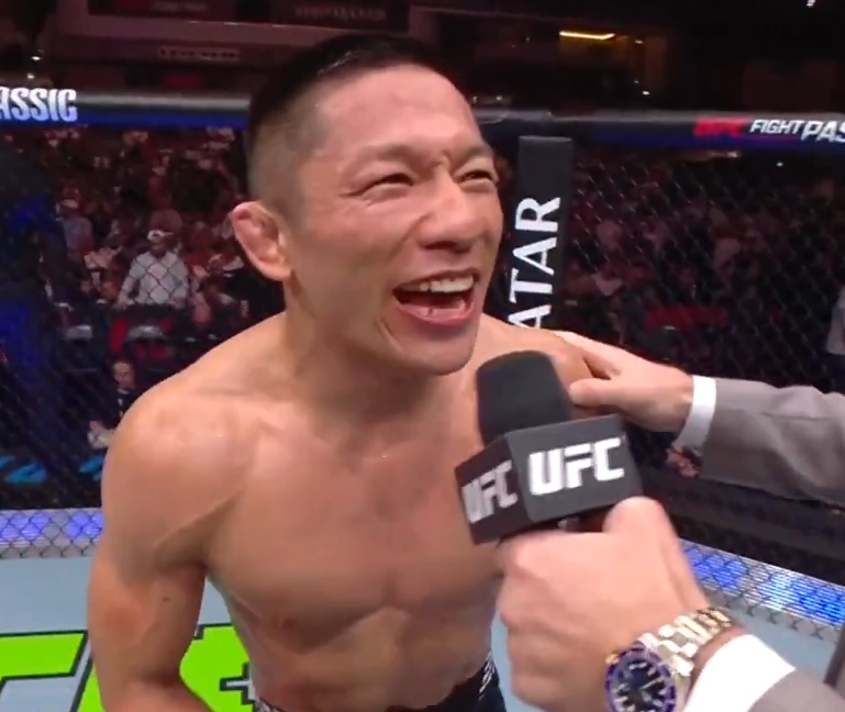 堀口は9年ぶりＵＦＣ復帰戦を圧巻の1本勝ちで飾る（ＵＦＣ公式Ｘより）