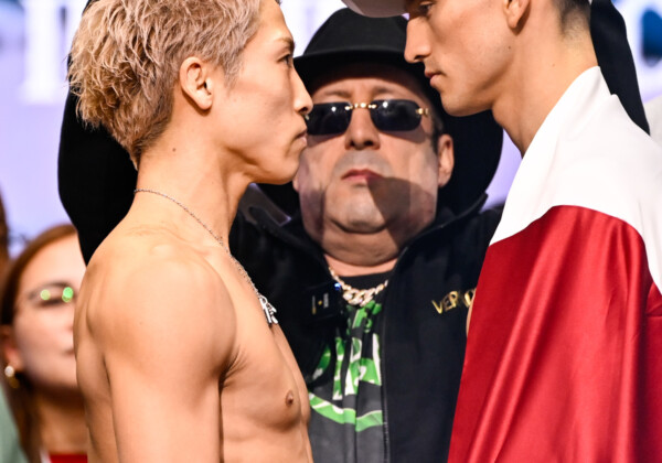 井上尚弥とピカソが異例のフェイスオフ（写真・山口裕朗）