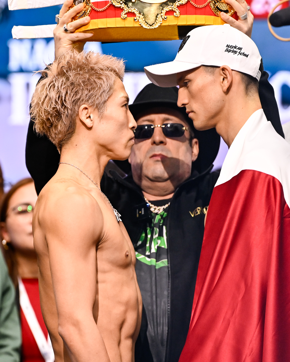 井上尚弥とピカソが異例のフェイスオフ（写真・山口裕朗）