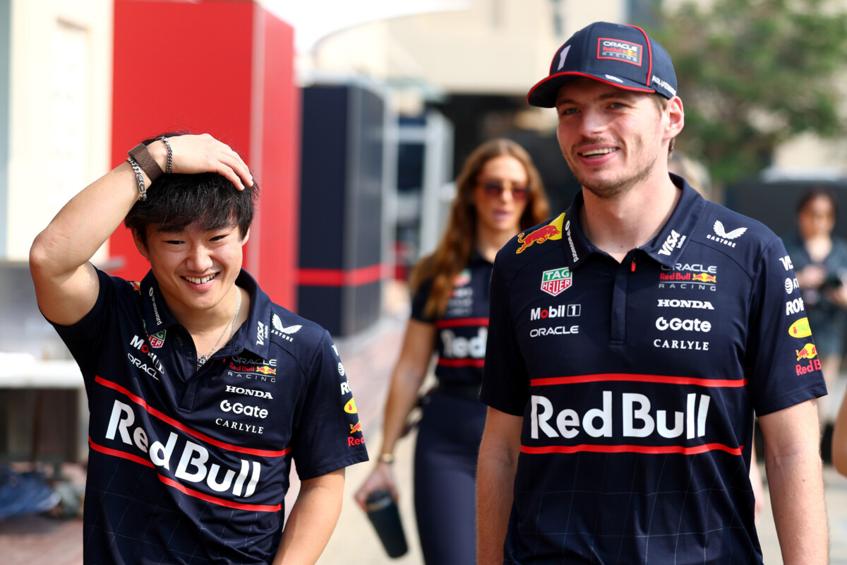 角田裕毅がフェルスタッペンのポールポジション獲得をアシストした（写真・Getty Images / Red Bull Content Pool)