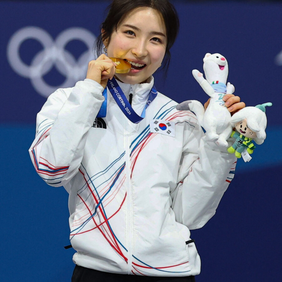 ミラノ・コルティナ五輪のショートトラックで2つの金メダルと銅メダルを獲得したキム・ギルリ。呼び名は"ランボルギルリ"だった(写真・ロイター/アフロ)