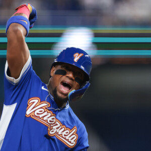 アクーニャJr．の発言を巡る炎上騒ぎが収まらない（写真：Imagn/ロイター/アフロ）