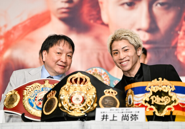 井上尚弥のファイトマネーが過去最高額になることを大橋会長（左）が明かす（写真・山口裕朗）