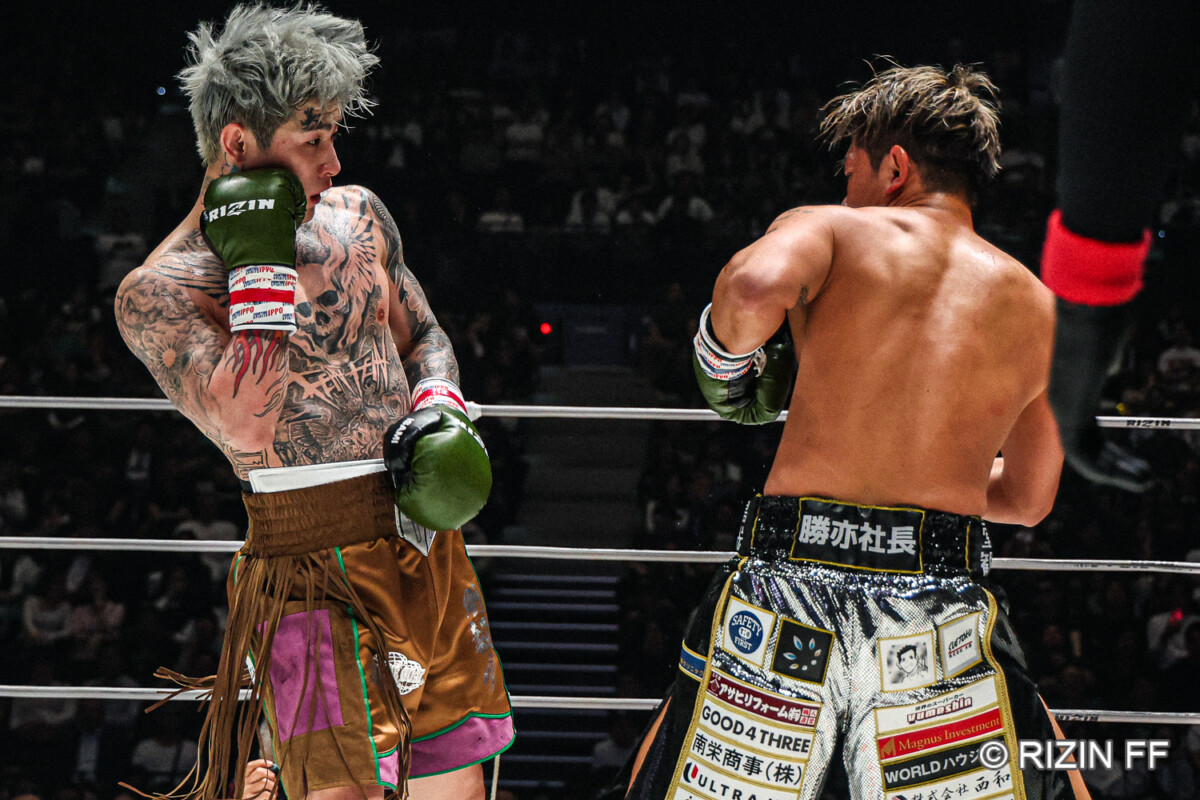 平本蓮vs皇治のボクシングマッチはＫＯ決着ならず（写真・RIZIN FF)