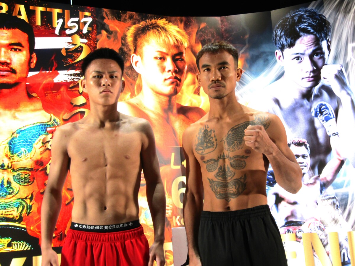 デビュー戦で異例のメイン抜擢を受けた“ザ・キング”藤木勇我（左）と対戦相手のウィラ・ミカム
