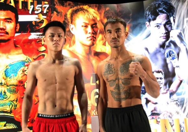 デビュー戦で異例のメイン抜擢を受けた“ザ・キング”藤木勇我（左）と対戦相手のウィラ・ミカム