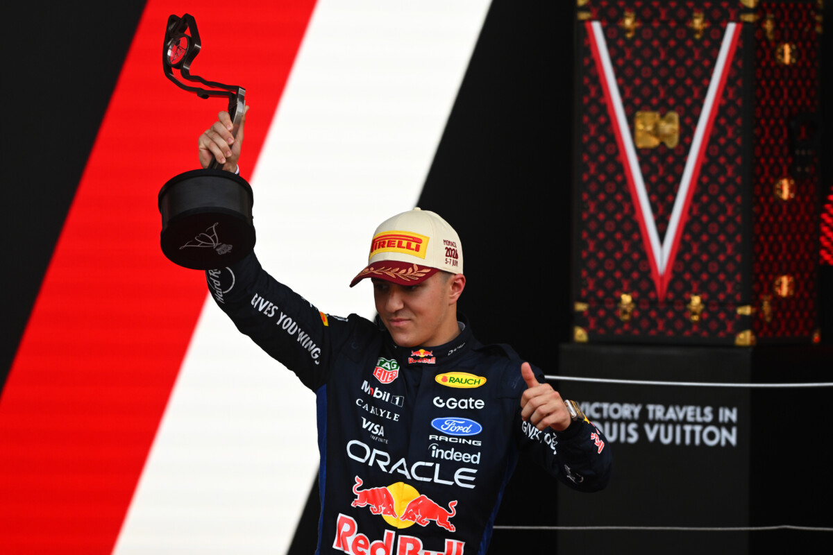 レッドブルのアイザック・ハジャーがモナコＧＰで今季初の表彰台にあがる（写真・Getty Images / Red Bull Content Pool）