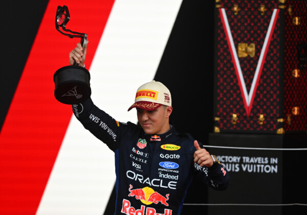 レッドブルのアイザック・ハジャーがモナコＧＰで今季初の表彰台にあがる（写真・Getty Images / Red Bull Content Pool）