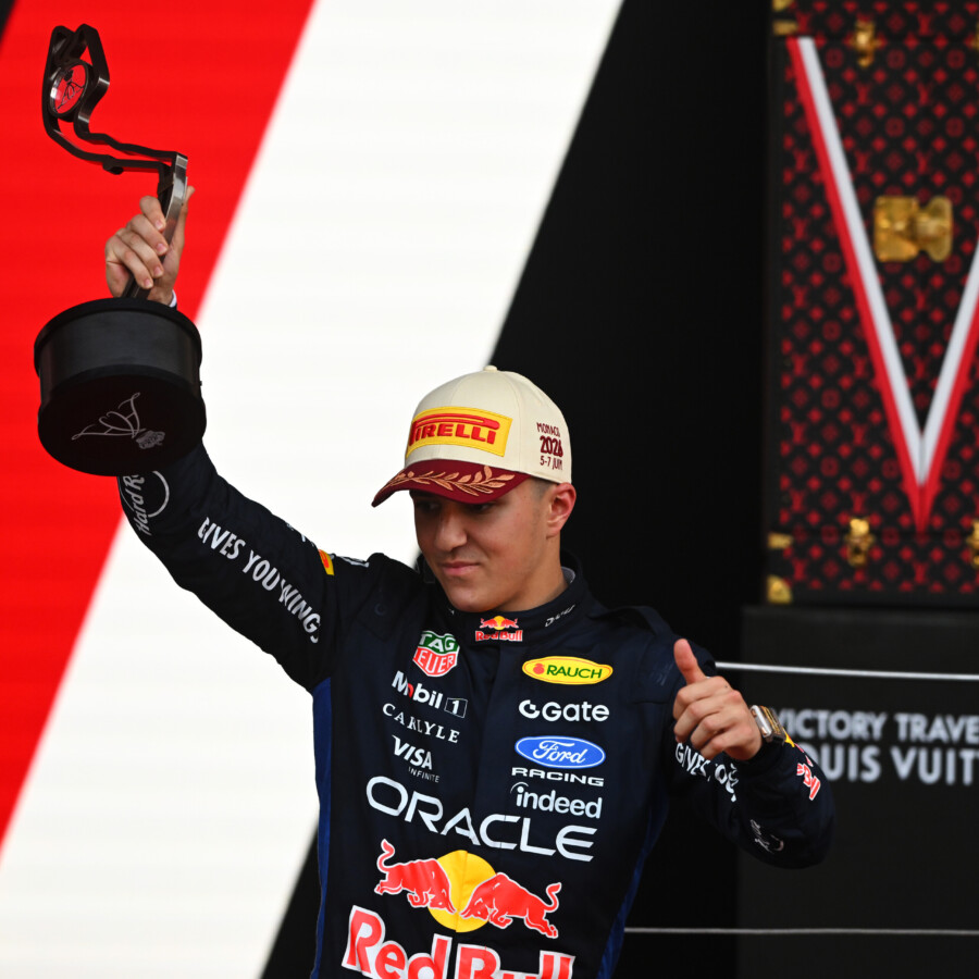 レッドブルのアイザック・ハジャーがモナコGPで今季初の表彰台にあがる(写真・Getty Images / Red Bull Content Pool)