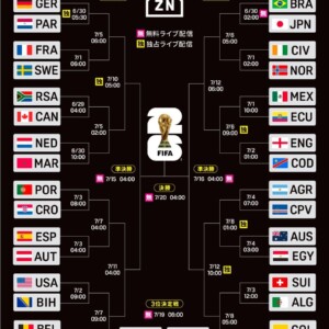 Ｗ杯決勝トーナメント表（DAZNJapanＸより）