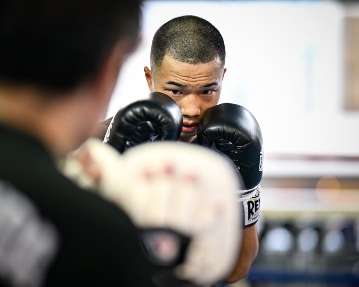 比嘉大吾とのWBA世界バンタム級王座決定戦に挑む増田陸が公開練習を行った（写真・山口裕朗）