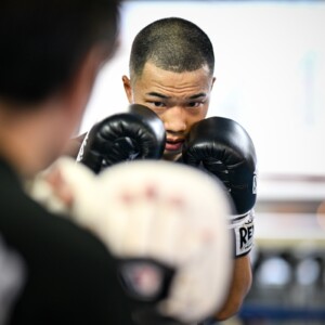 比嘉大吾とのWBA世界バンタム級王座決定戦に挑む増田陸が公開練習を行った（写真・山口裕朗）
