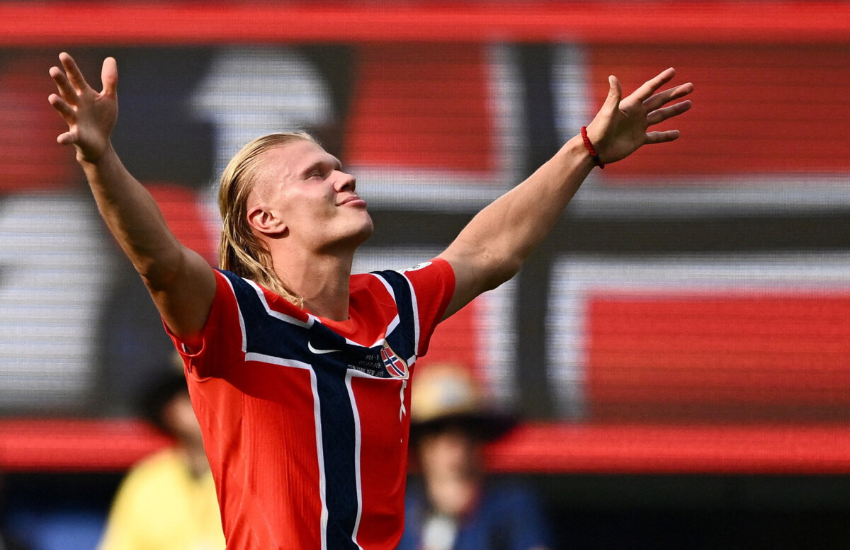 ノルウェーの怪物ハーランドが2ゴールを決めてブラジルを沈めた（写真：ロイター/アフロ）