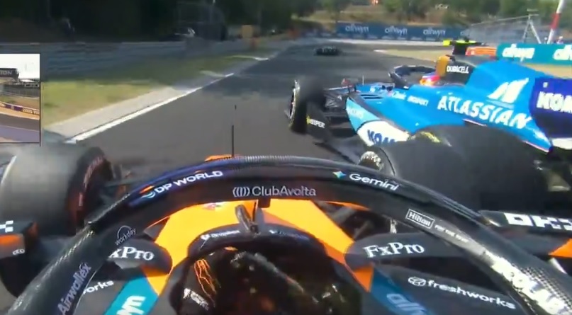 ピアストリが周回遅れのサインツと接触し激怒（F1公式Ｘより）