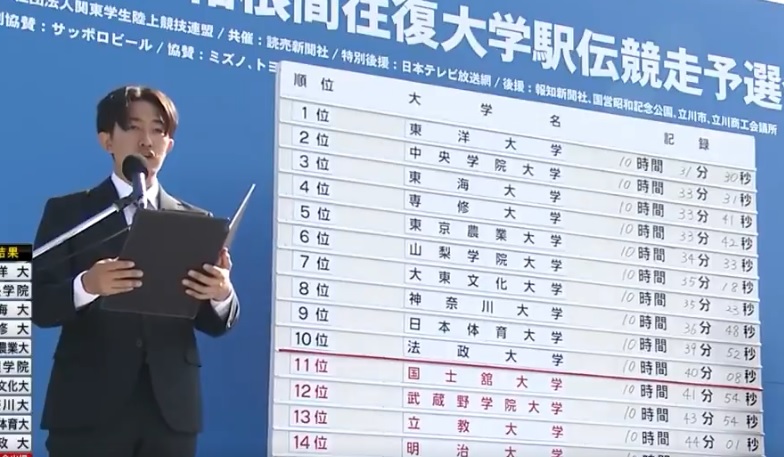 運命の結果発表(箱根駅伝番組公式Xより)
