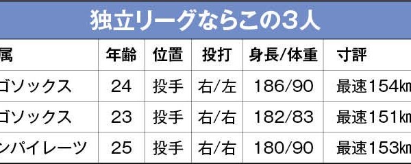 独立リーグのドラフト候補